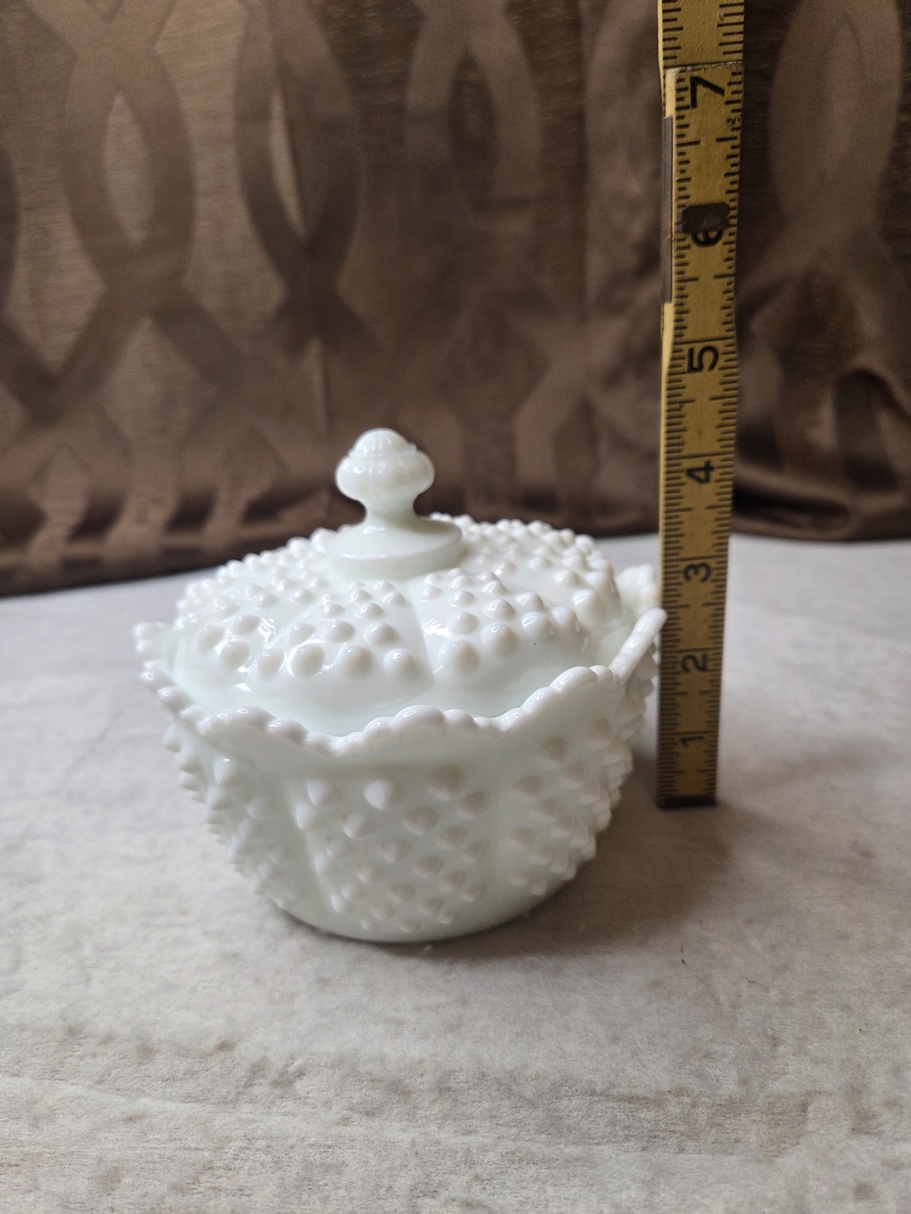 Fenton White Milk Glass Hobnail Covered Candy Dish - Picture 7 of 7